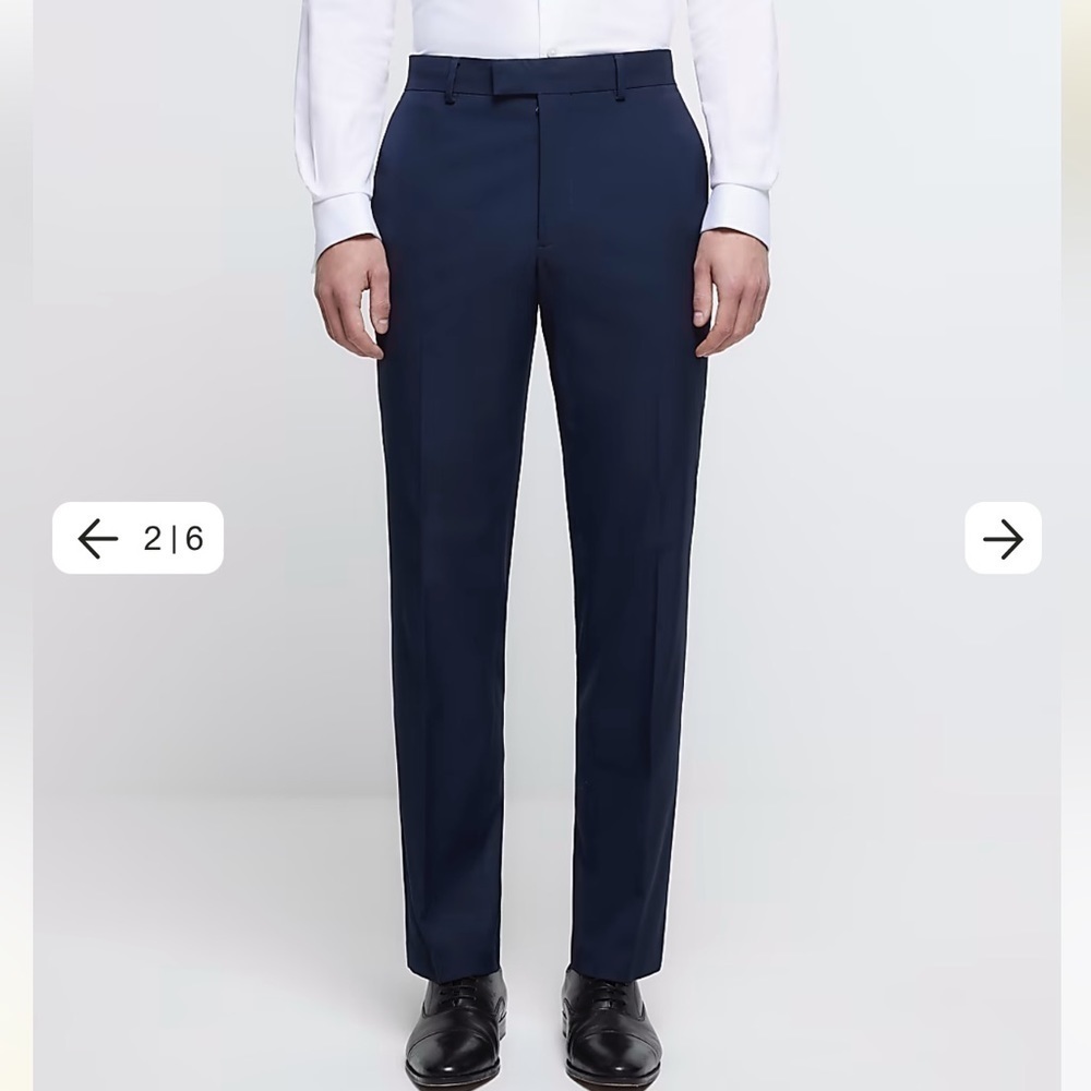 River‎ Island Navy regular fit 40R  / 31” flat front men’s dress suit trousers